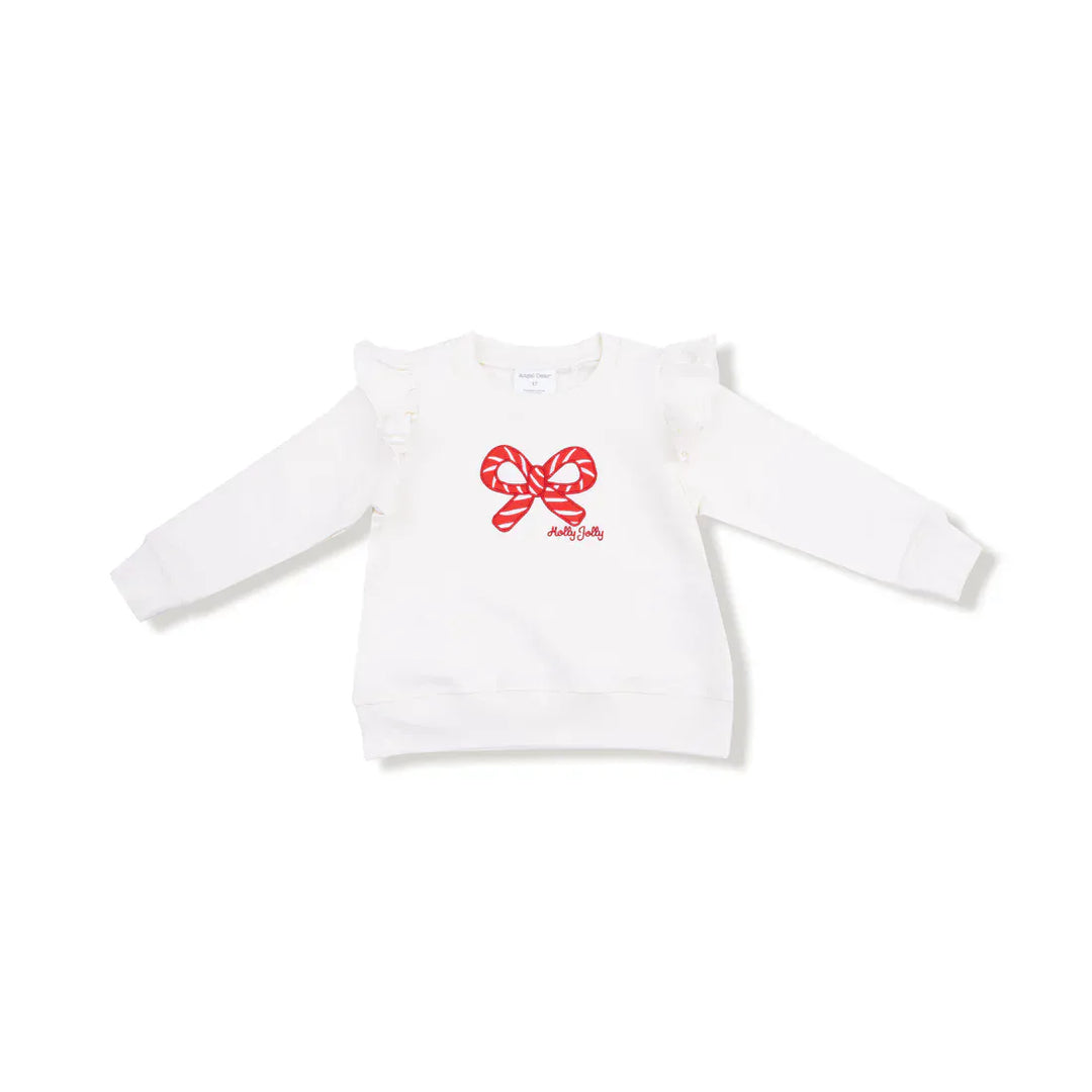 Angel Dear Baby Candy Canes - Ruffle Shoulder Waffle Sweatshirt