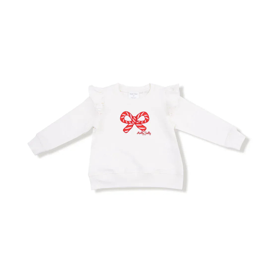 Angel Dear Baby Candy Canes - Ruffle Shoulder Waffle Sweatshirt