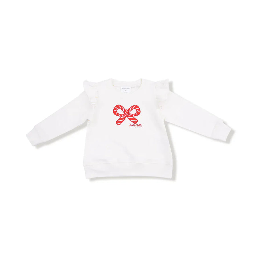 Angel Dear Baby Candy Canes - Ruffle Shoulder Waffle Sweatshirt
