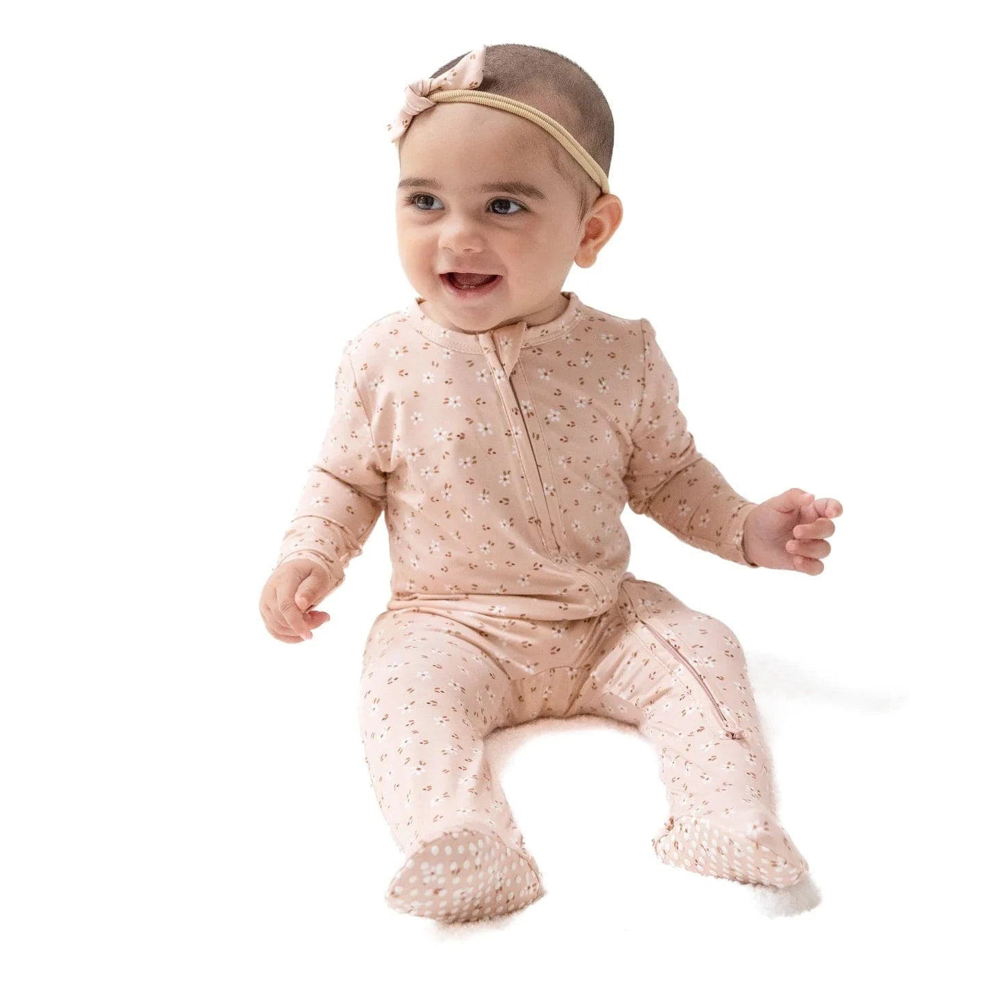 Angel Dear Baby Carrie Floral Pink - 2 Way Zipper Footie