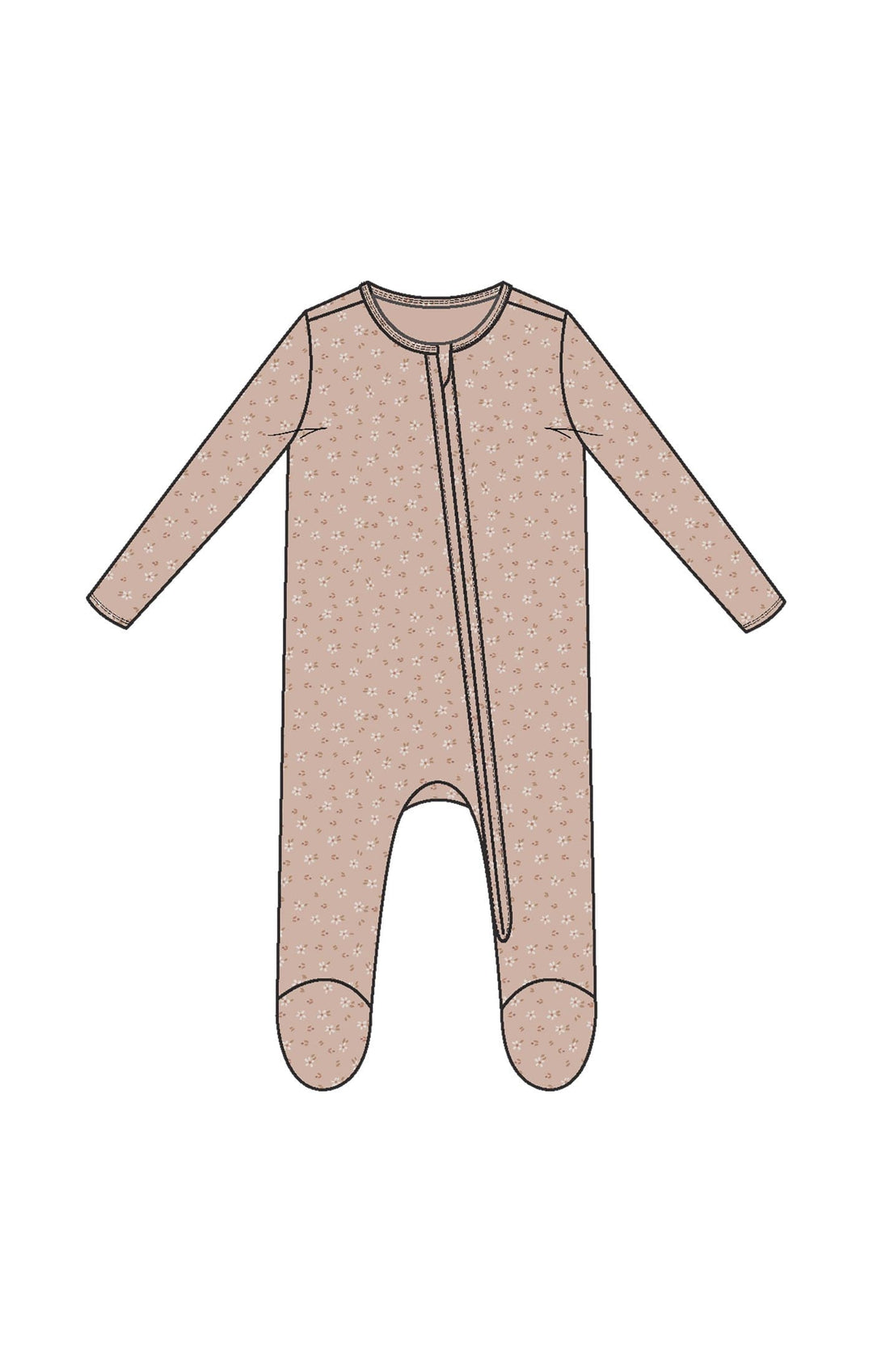 Angel Dear Baby Carrie Floral Pink - Bamboo - 2 Way Zipper Footie