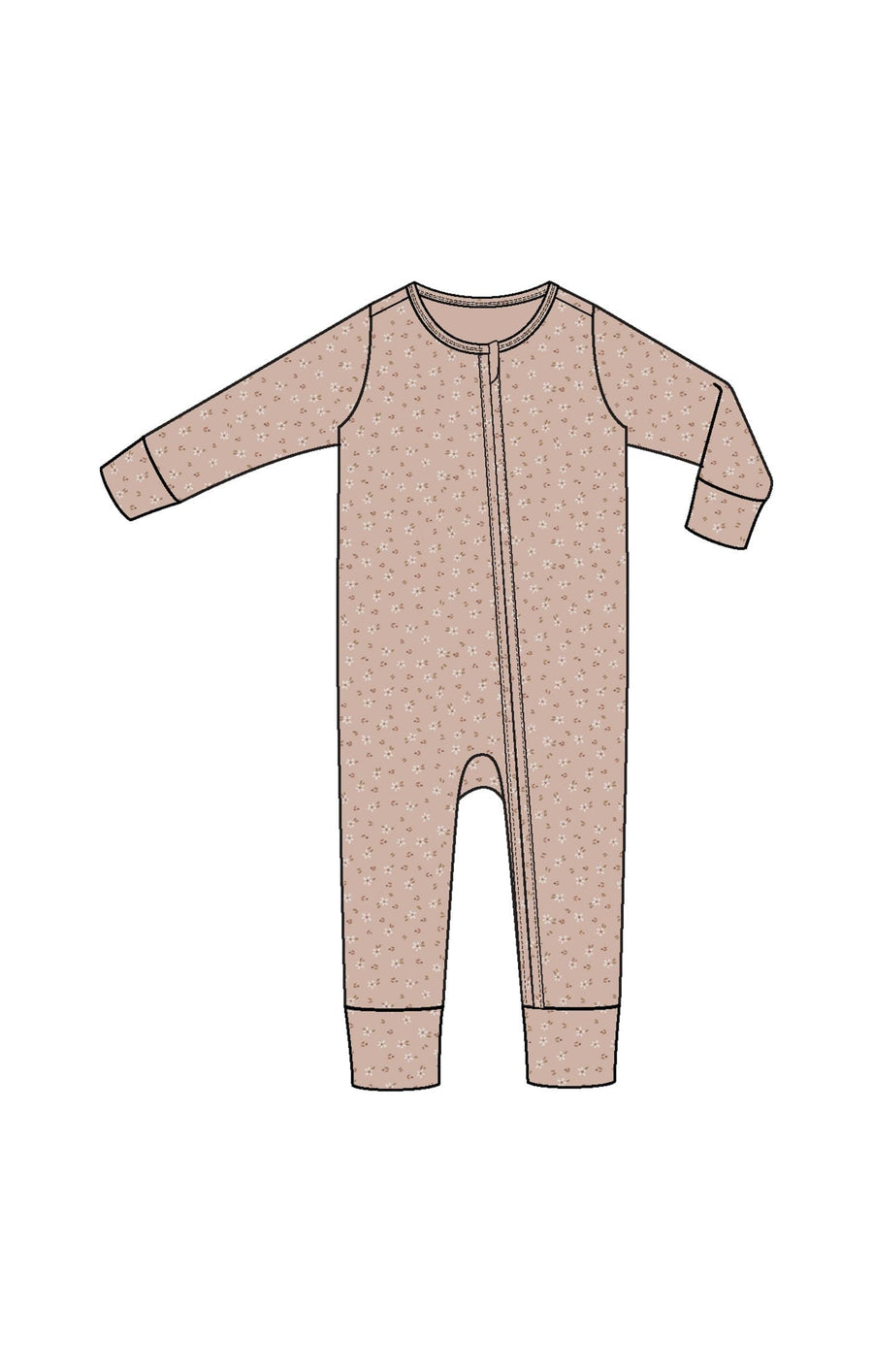 Angel Dear Baby Carrie Floral Pink - Bamboo - 2 Way Zipper Romper