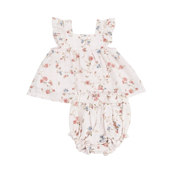 Angel Dear Baby Climbing Roses Pinafore & High Waisted Diaper Cover