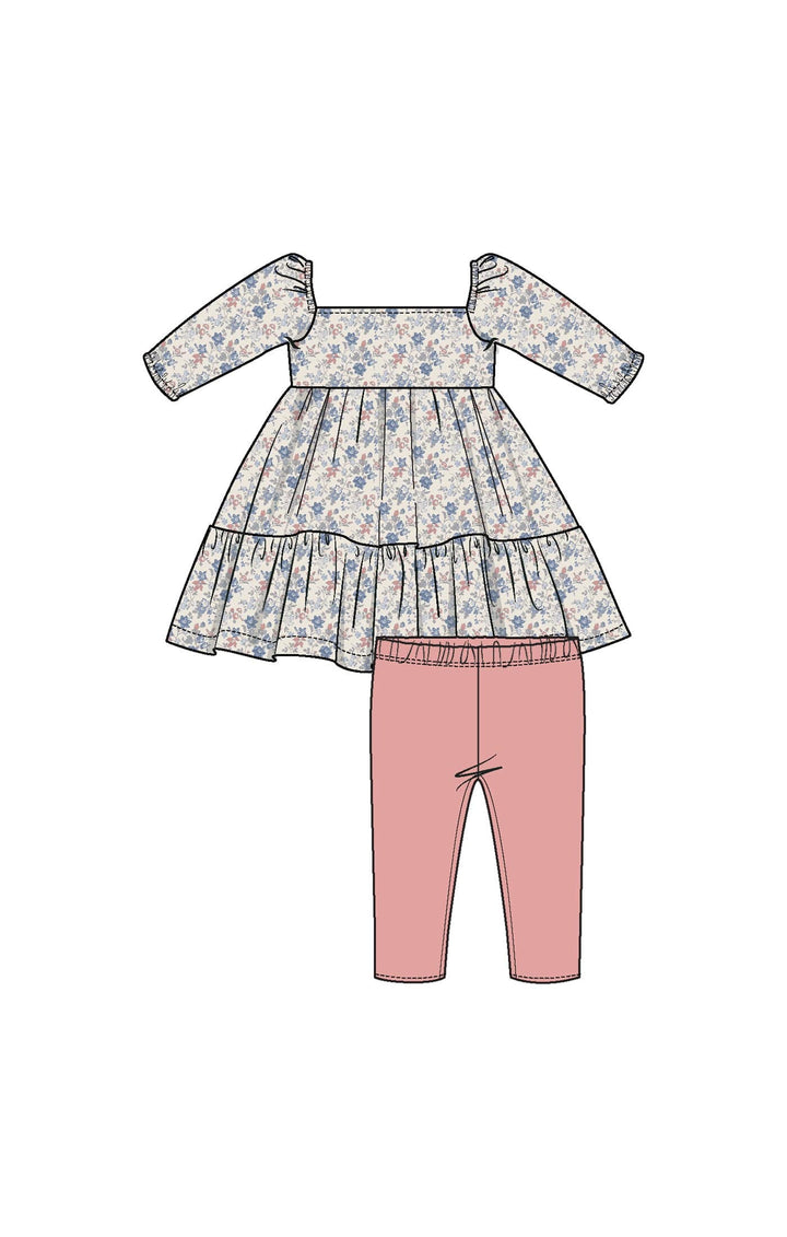 Angel Dear Baby Country Girl Floral - Cap Sleeve Dress + Bamboo Legging