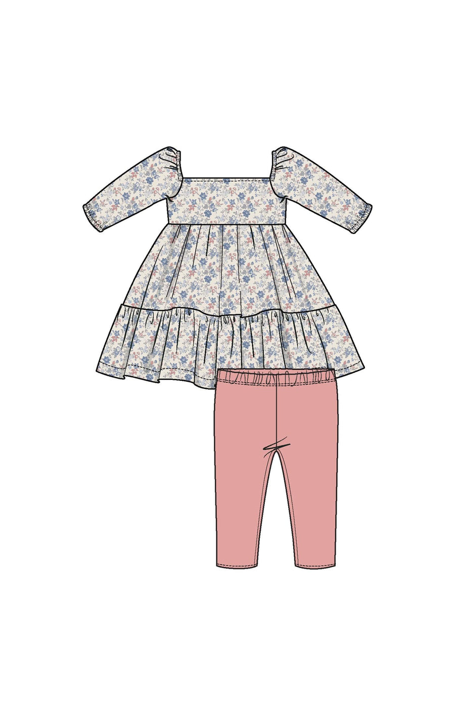 Angel Dear Baby Country Girl Floral - Cap Sleeve Dress + Bamboo Legging