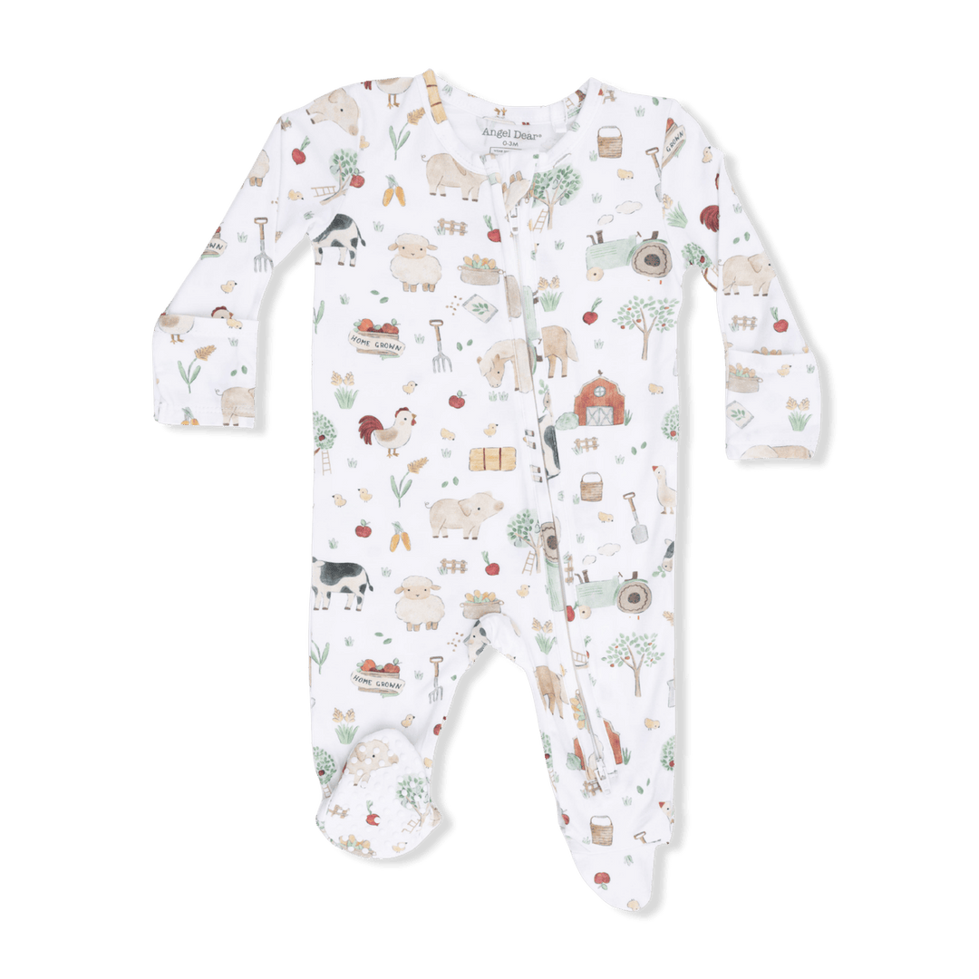 Angel Dear Baby Cute Farm Animals - 2 Way Zipper Footie