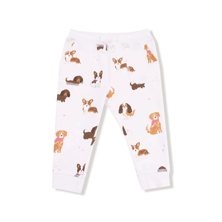 Angel Dear Baby Drop Sleeve Sweatshirt and Jogger - Best Friend Dogs - Pink