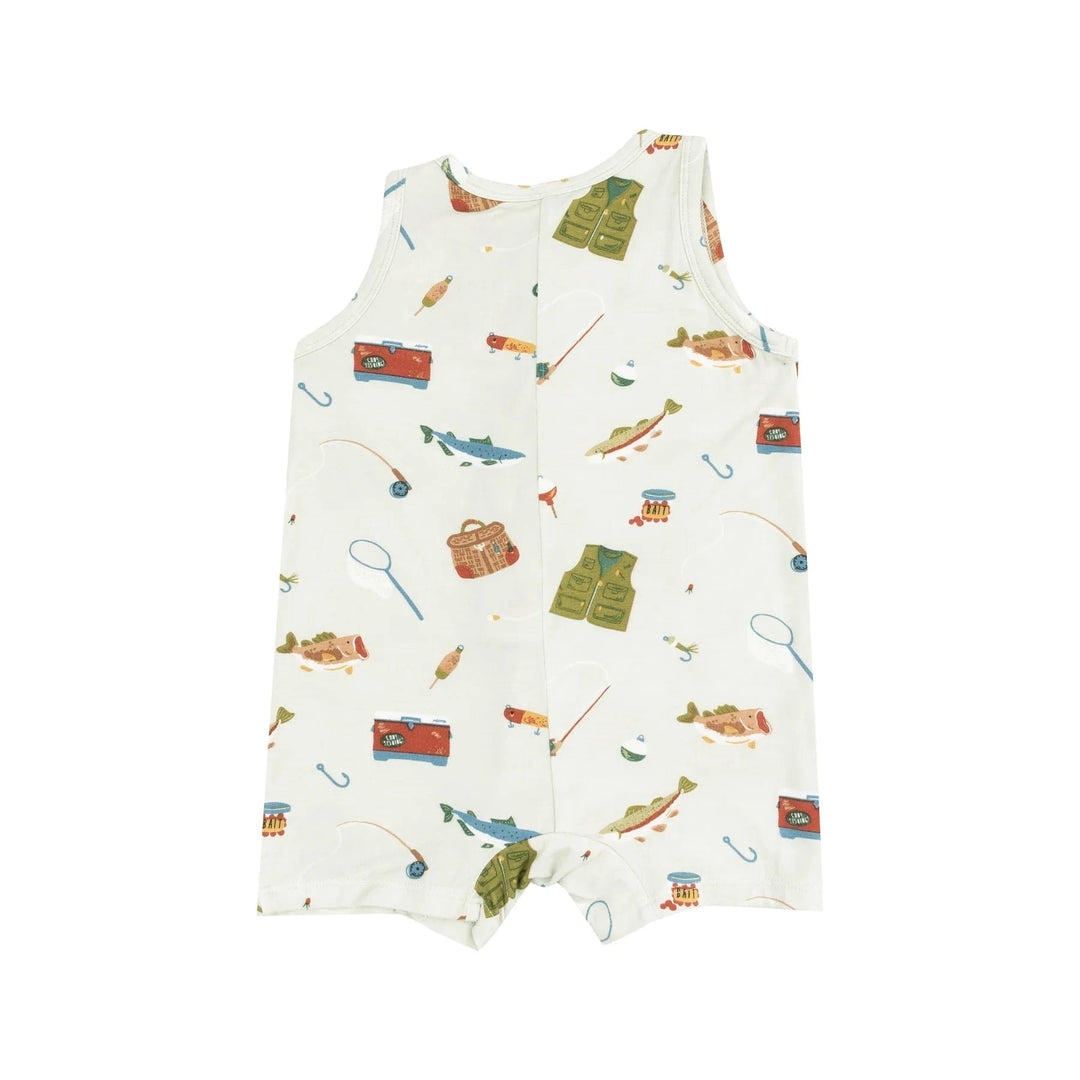 Angel Dear Baby Fishing Things Green Sleeveless Shortie Romper