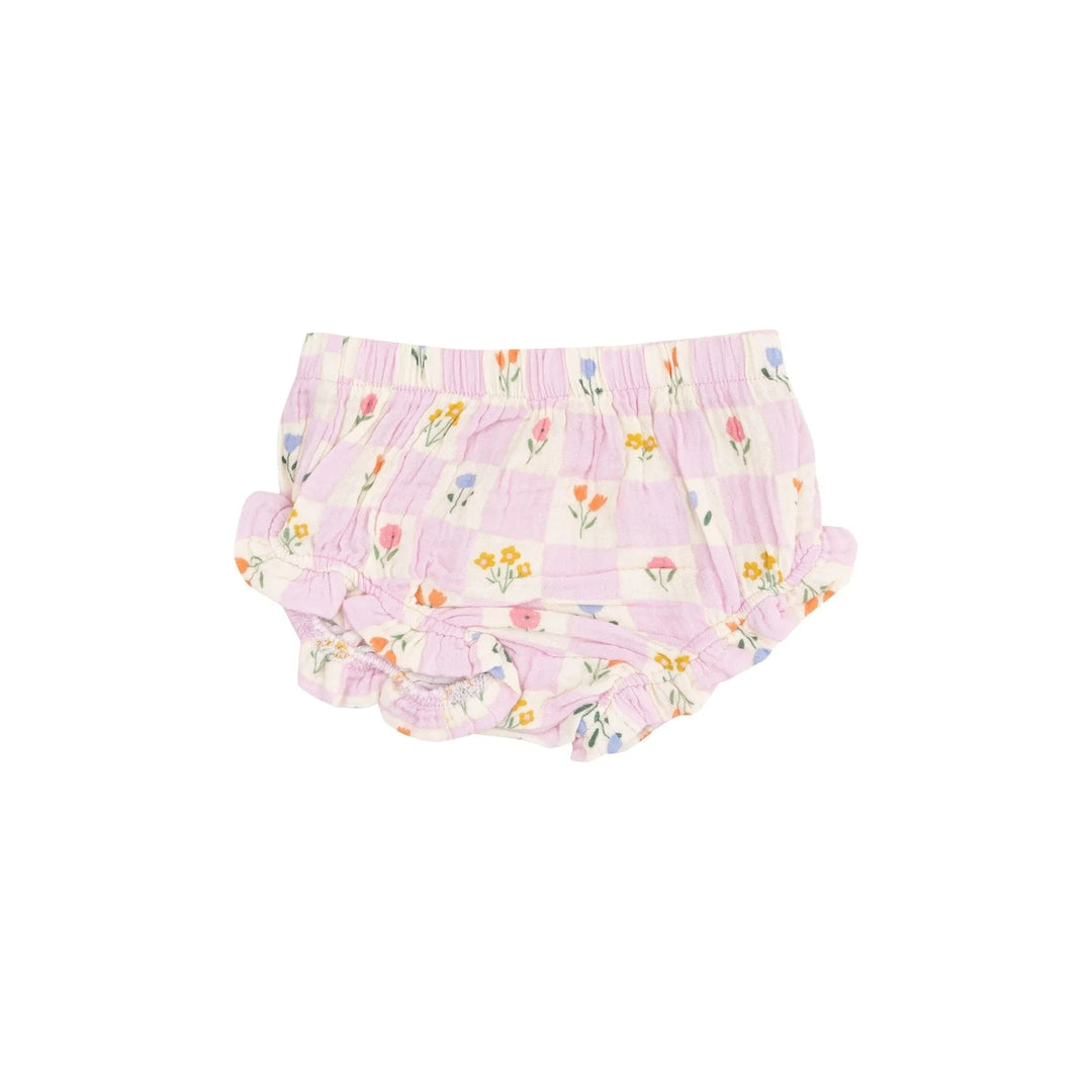 Angel Dear Baby Floral Check Ruffle Strap Smocked Top