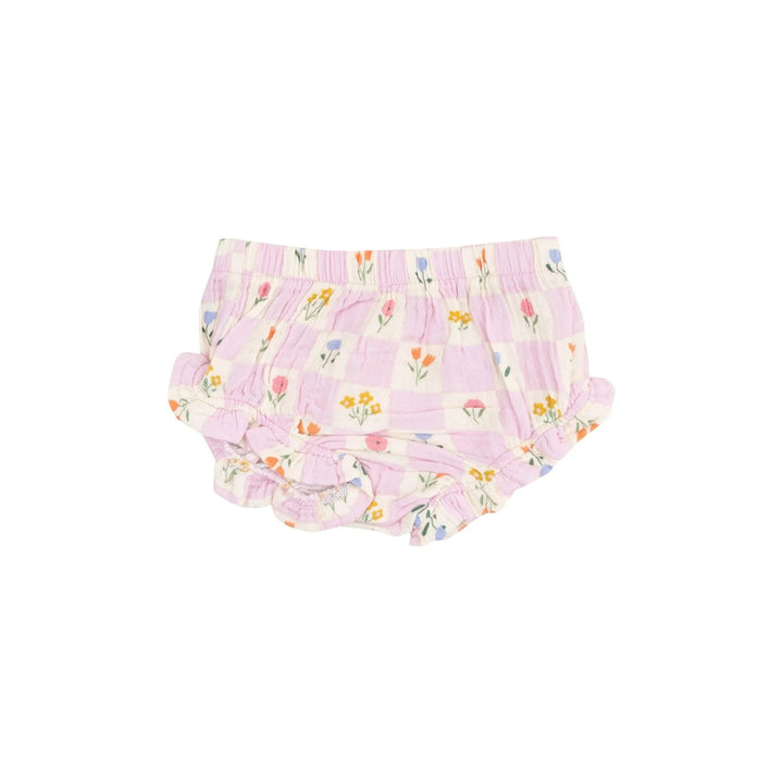 Angel Dear Baby Floral Check Ruffle Strap Smocked Top