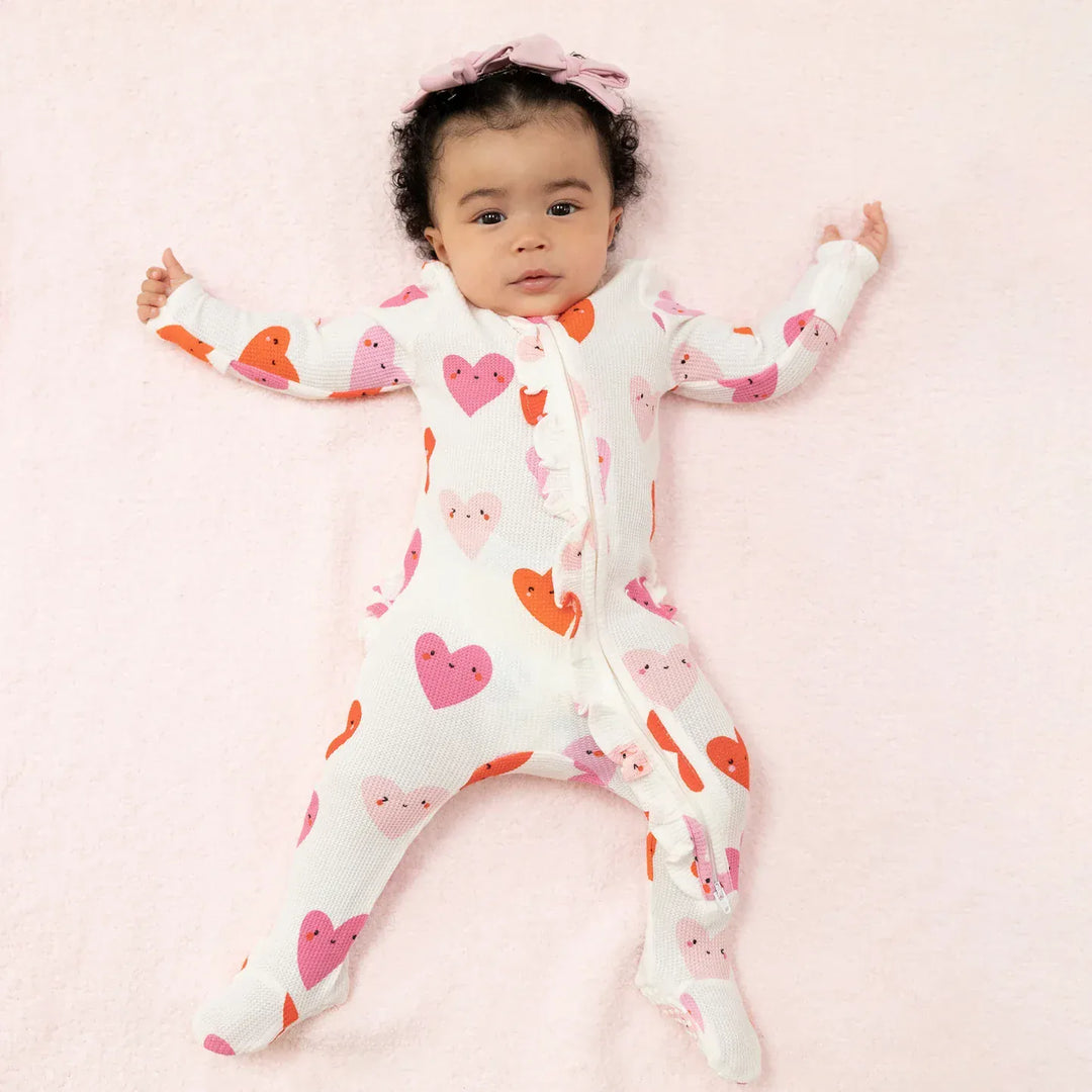 Angel Dear Baby Happy Hearts - 2 Way Ruffle Zipper Footie