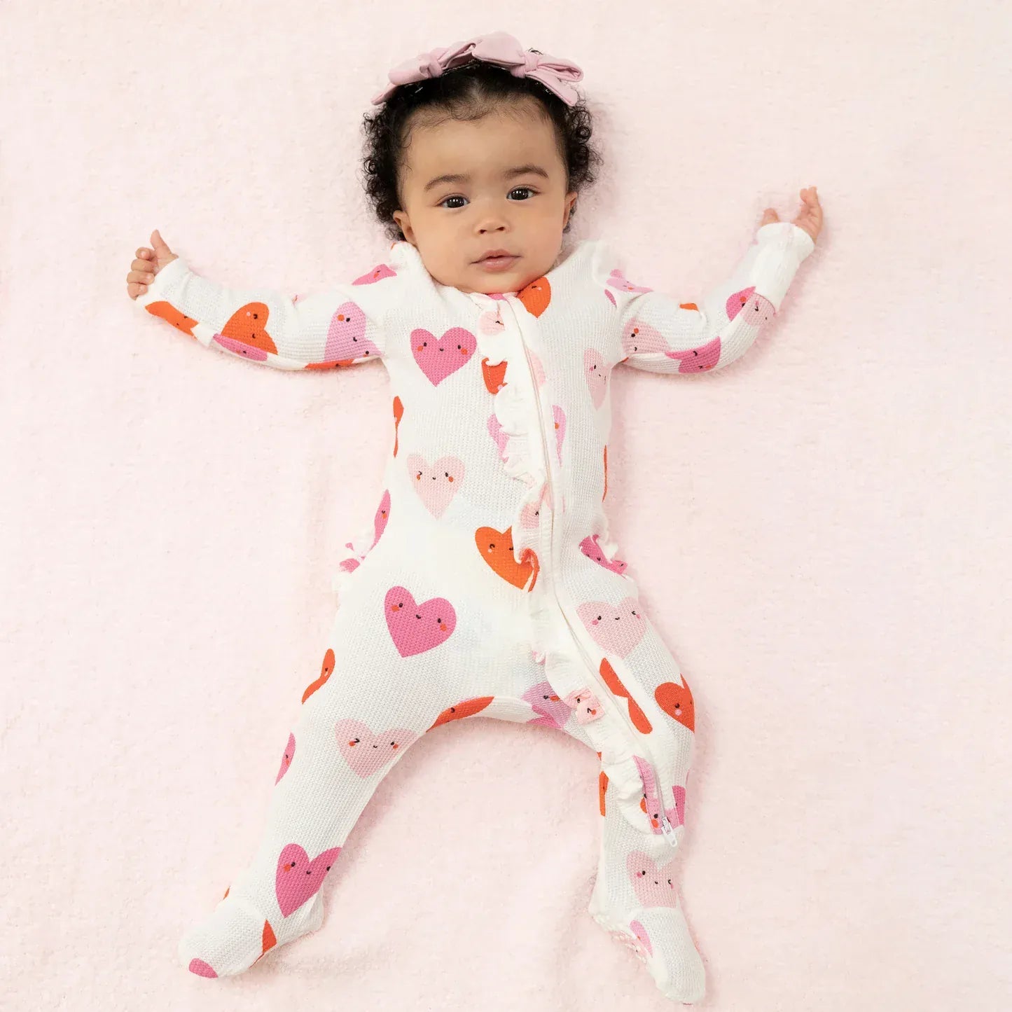 Angel Dear Baby Happy Hearts - 2 Way Ruffle Zipper Footie