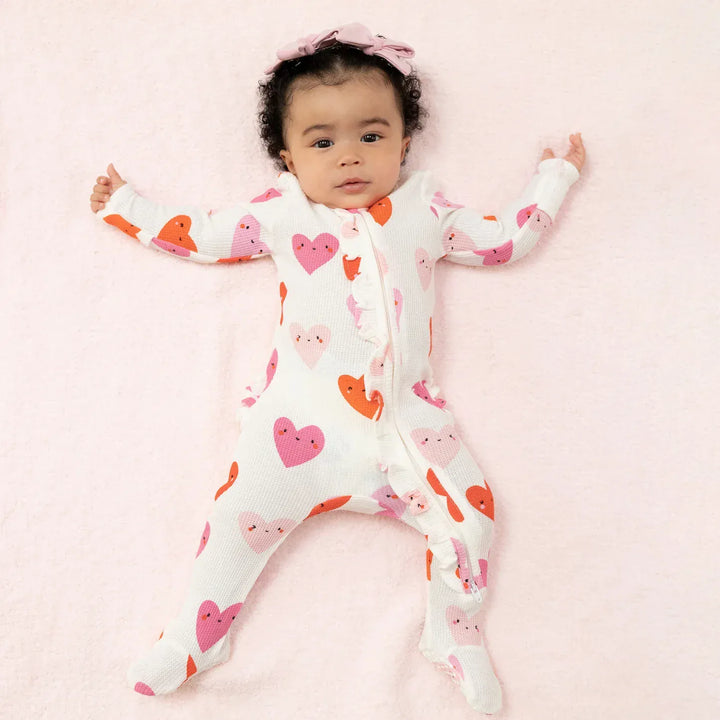 Angel Dear Baby Happy Hearts - 2 Way Ruffle Zipper Footie