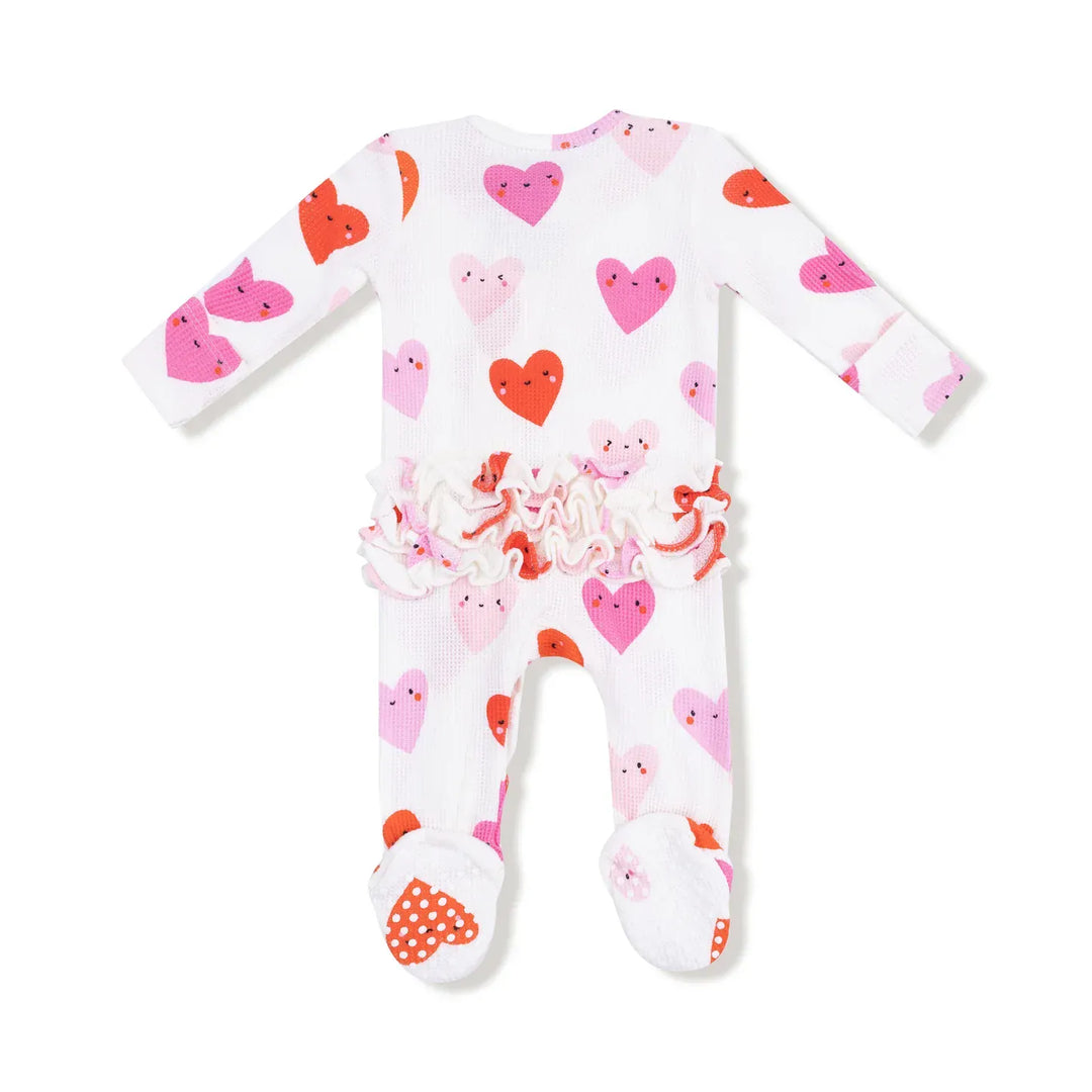 Angel Dear Baby Happy Hearts - 2 Way Ruffle Zipper Footie