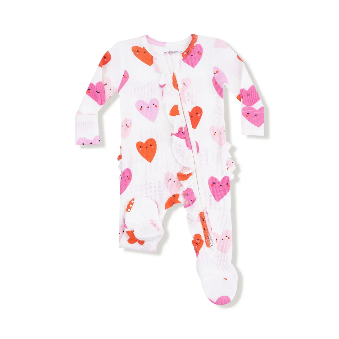 Angel Dear Baby Happy Hearts - 2 Way Ruffle Zipper Footie