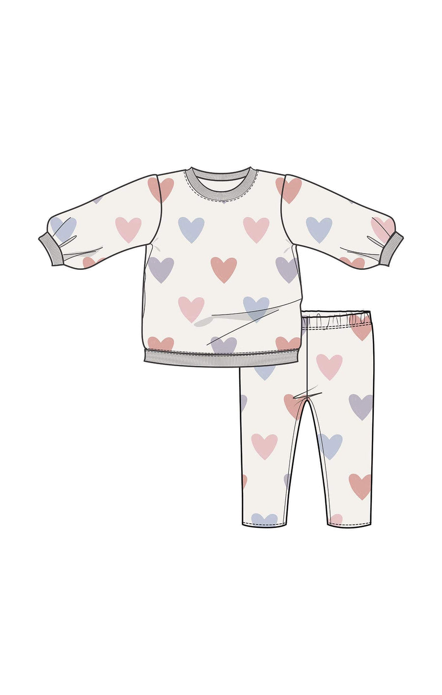 Angel Dear Baby Hearts -french Terry - Puffy L/s Oversized Sweatshirt + Legging