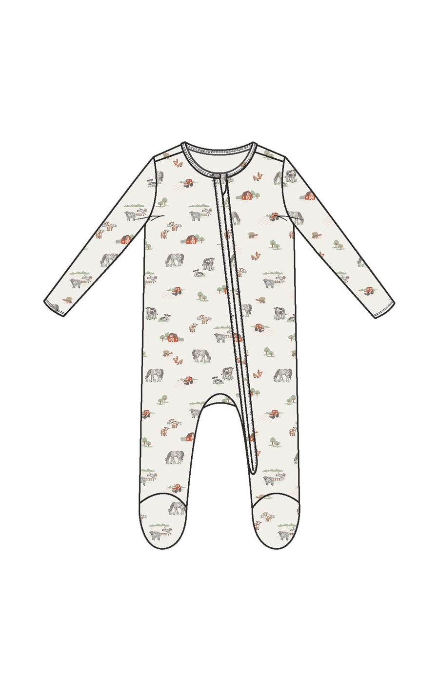 Angel Dear Baby Little Farm - 2 Way Zipper Footie