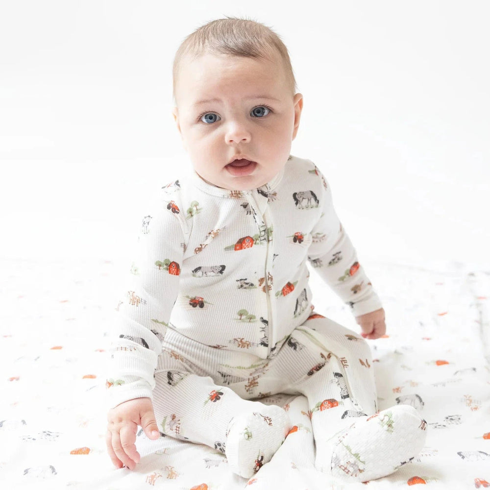 Angel Dear Baby Little Farm - 2 Way Zipper Footie
