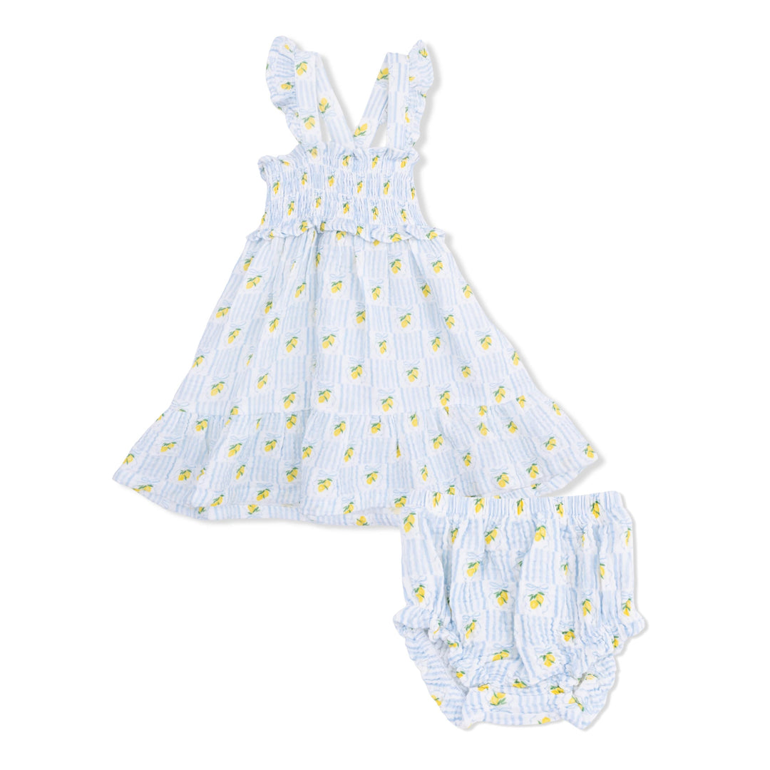 Angel Dear Baby Lovely Lemons - Smocked Ruffle Sundress With Bloomer