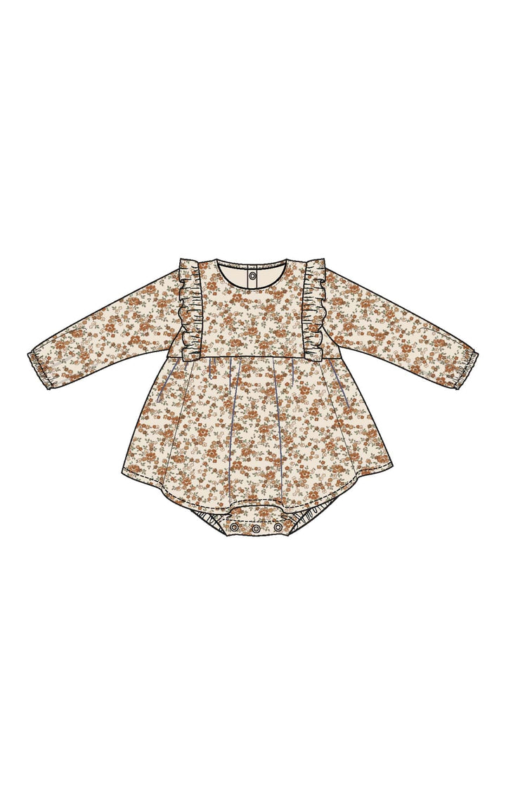 Angel Dear Baby Prairie Calico - Ruffle L/s Bubble W/ Skirt