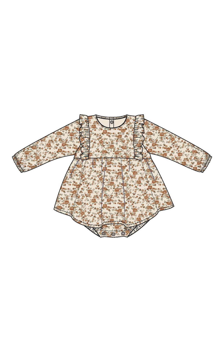 Angel Dear Baby Prairie Calico - Ruffle L/s Bubble W/ Skirt