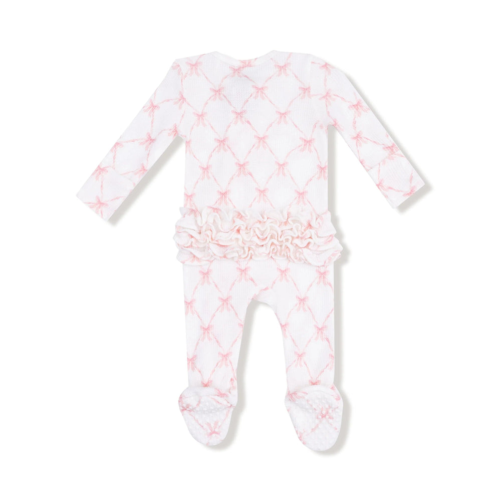 Angel Dear Baby Ribbon Bow Trellis - 2 Way Ruffle Zipper Footie