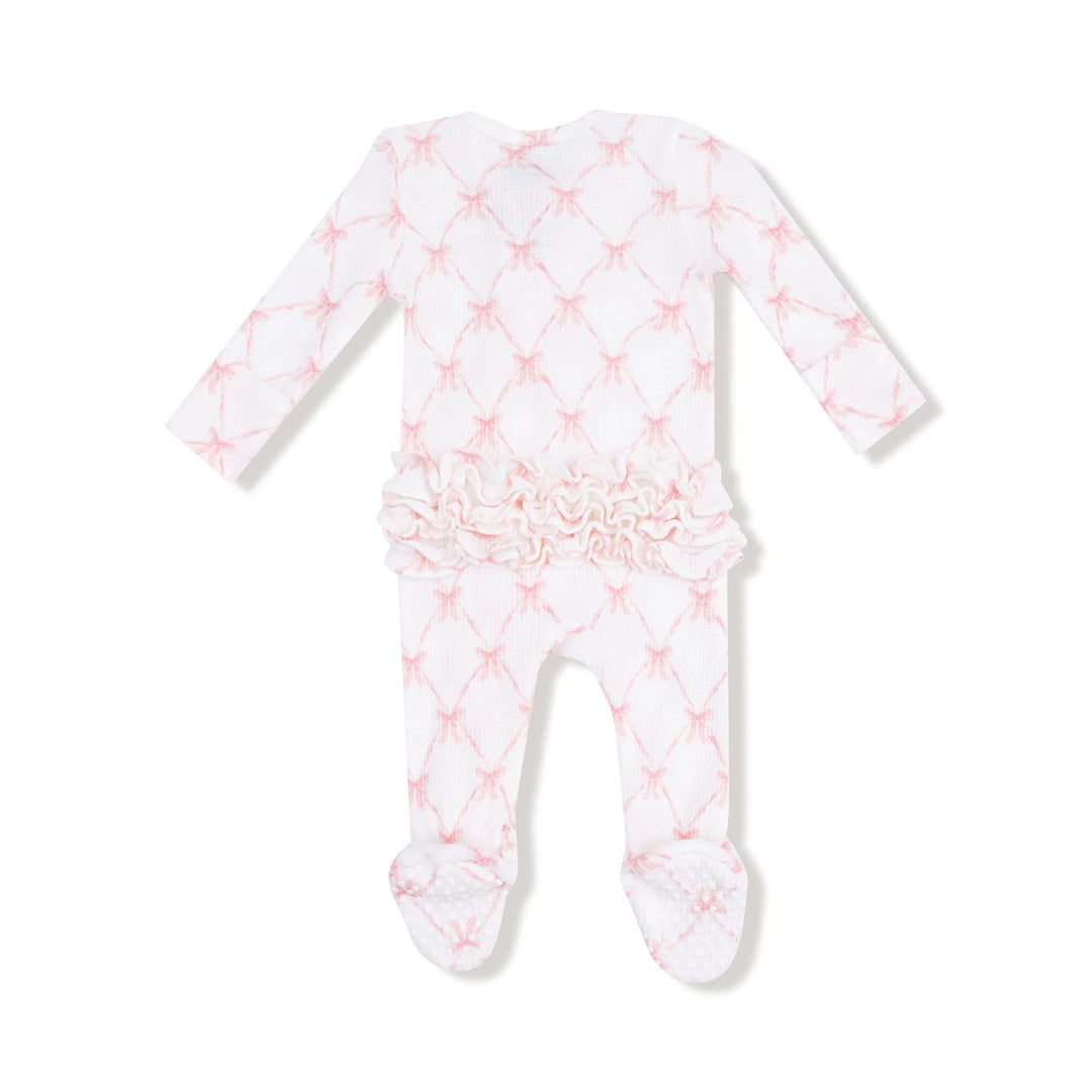 Angel Dear Baby Ribbon Bow Trellis - 2 Way Ruffle Zipper Footie