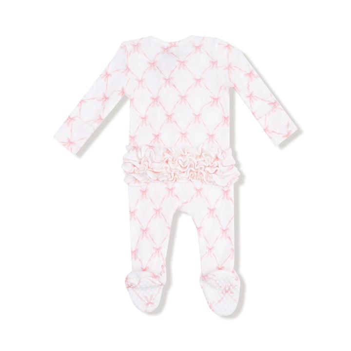 Angel Dear Baby Ribbon Bow Trellis - 2 Way Ruffle Zipper Footie