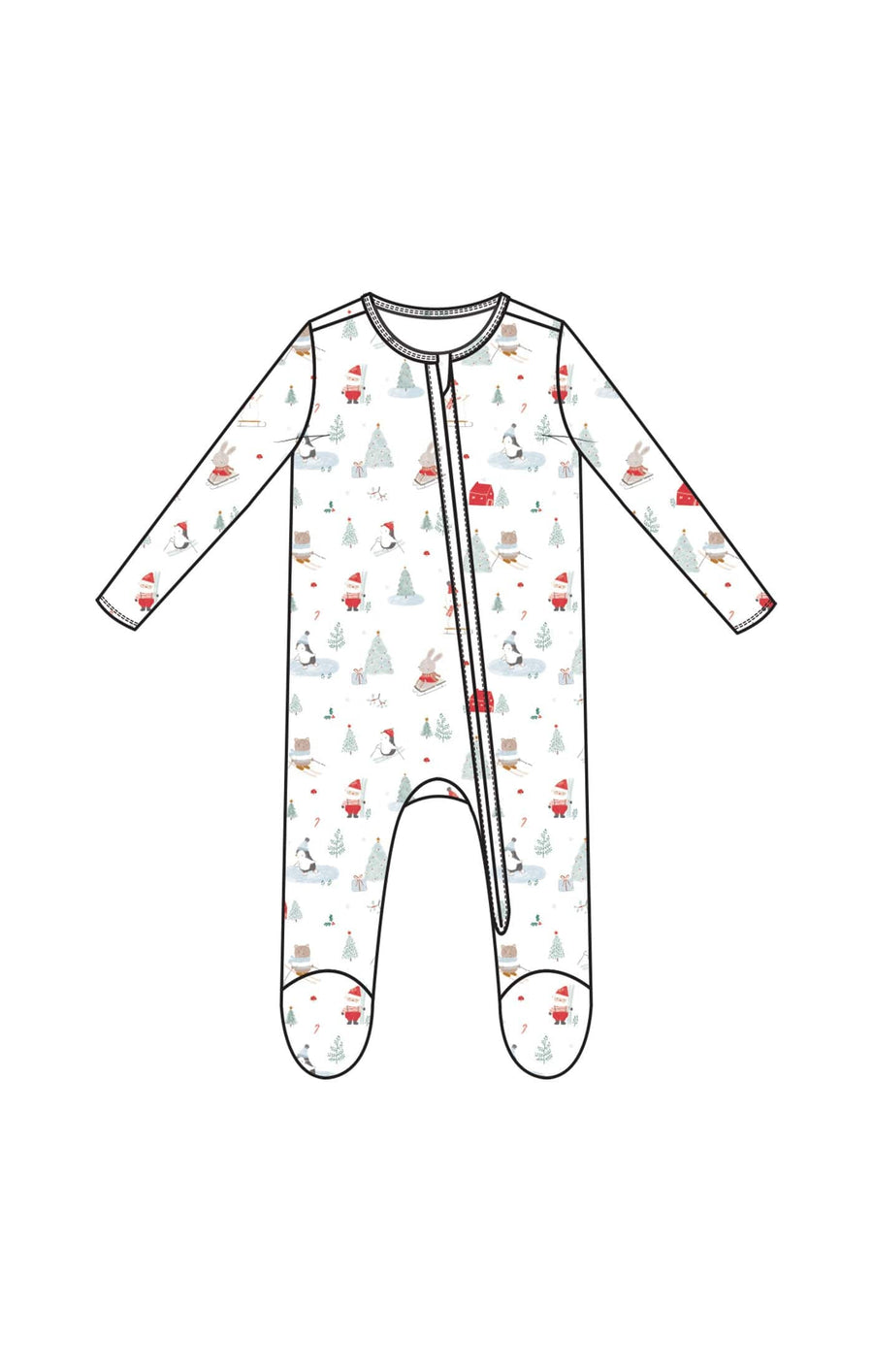 Angel Dear Baby Santa Ski Friends - 2 Way Zipper Footie