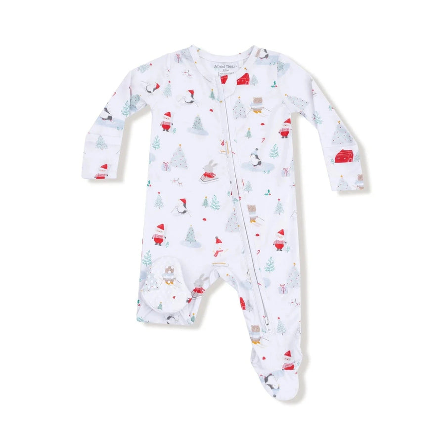 Angel Dear Baby Santa Ski Friends - 2 Way Zipper Footie