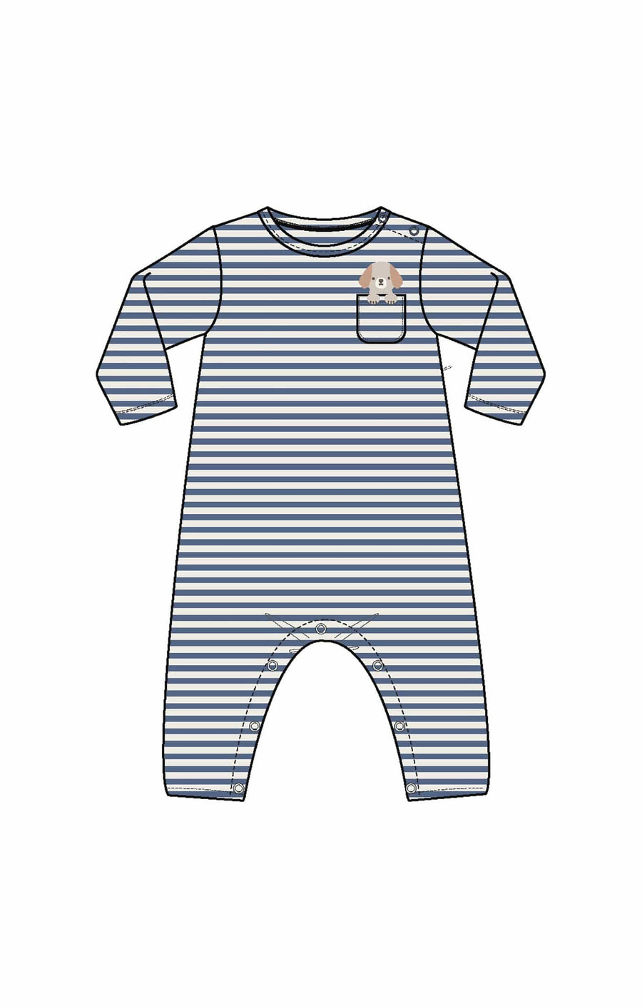 Angel Dear Baby Snap Shoulder Romper With Embroidered Dog Pocket