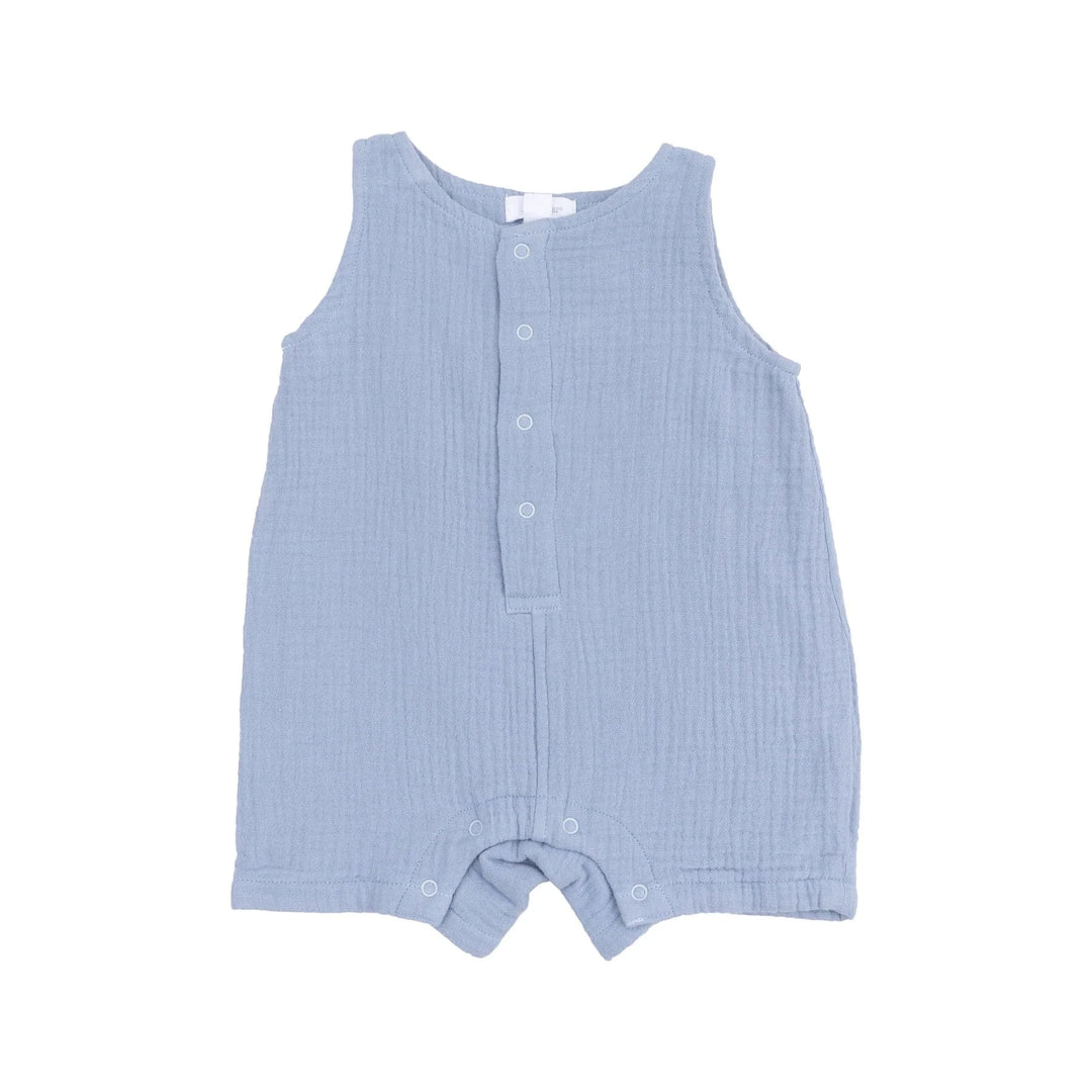 Angel Dear Baby Solid Muslin Dusty Blue Sleeveless Shortie Romper