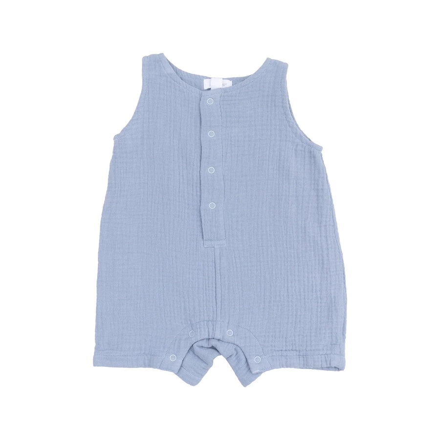 Angel Dear Baby Solid Muslin Dusty Blue Sleeveless Shortie Romper