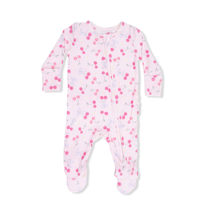 Angel Dear Baby Sweet Bow Cherries - 2 Way Ruffle Back Zipper Footie