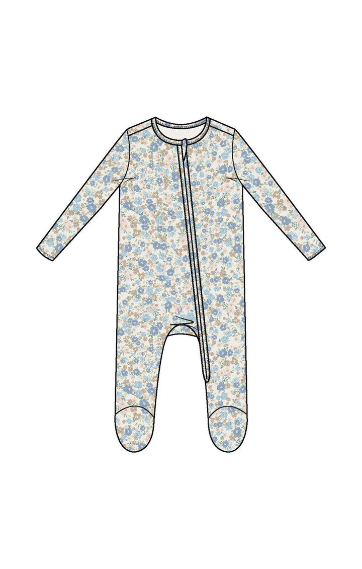 Angel Dear Baby Sweet Rose Calico - 2 Way Zipper Ruffle Back Footie
