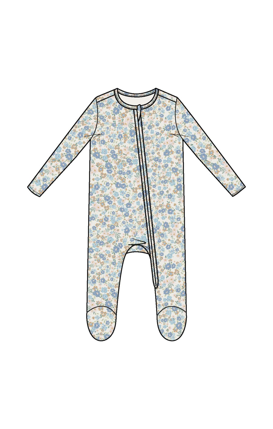 Angel Dear Baby Sweet Rose Calico - 2 Way Zipper Ruffle Back Footie