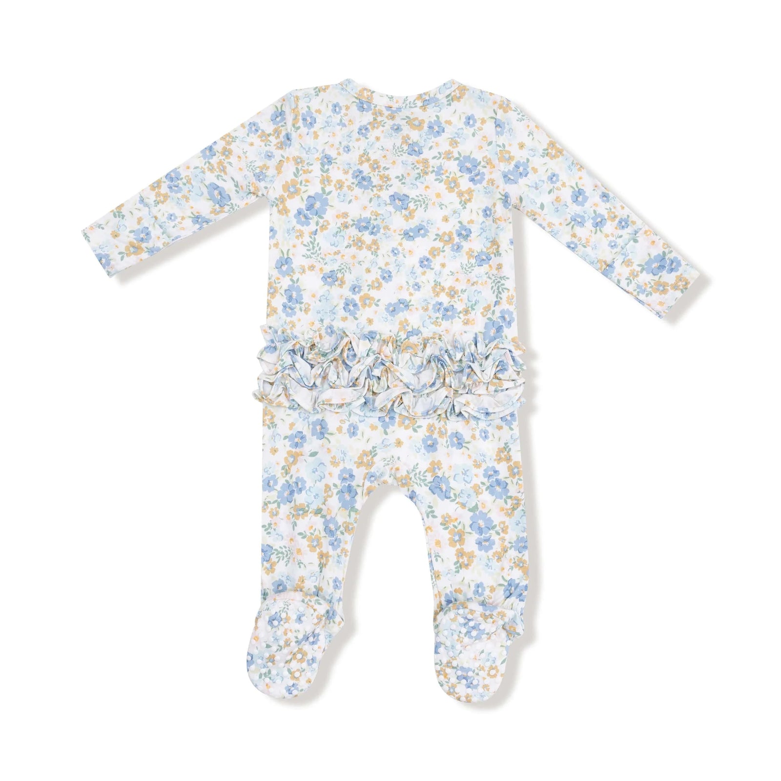 Angel Dear Baby Sweet Rose Calico - 2 Way Zipper Ruffle Back Footie