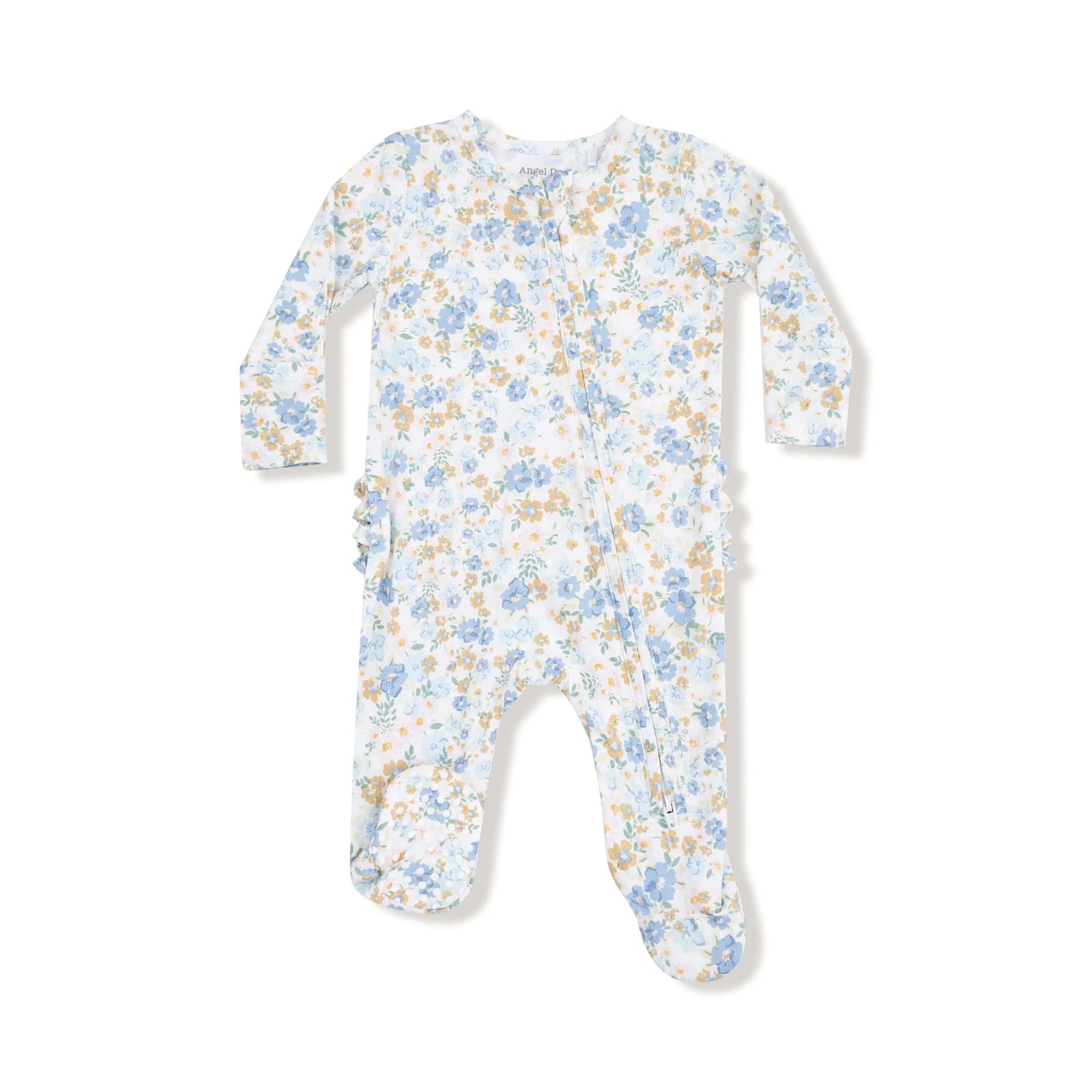 Angel Dear Baby Sweet Rose Calico - 2 Way Zipper Ruffle Back Footie