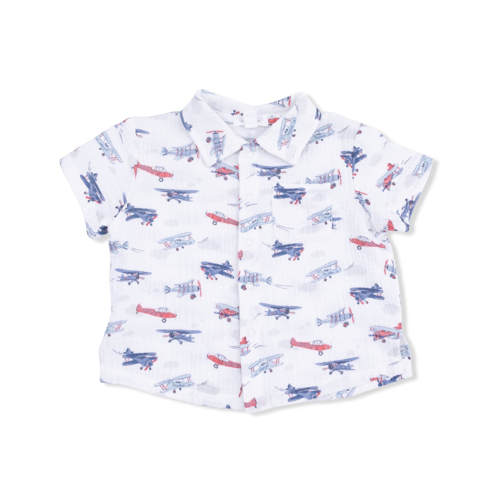 Angel Dear Baby Vintage Planes - Polo Button Up With Everyday Short