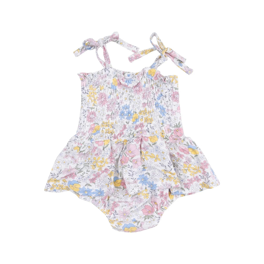 Angel Dear Baby Viola Floral Smocked Bubble W/ Skirt