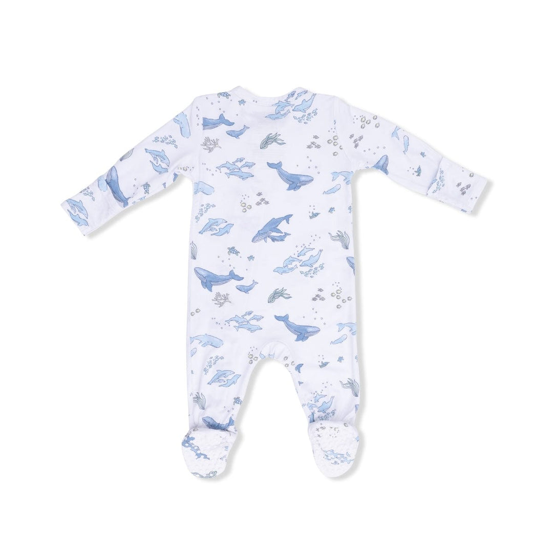 Angel Dear Baby Watercolor Blue Whales - 2 Way Zipper Footie