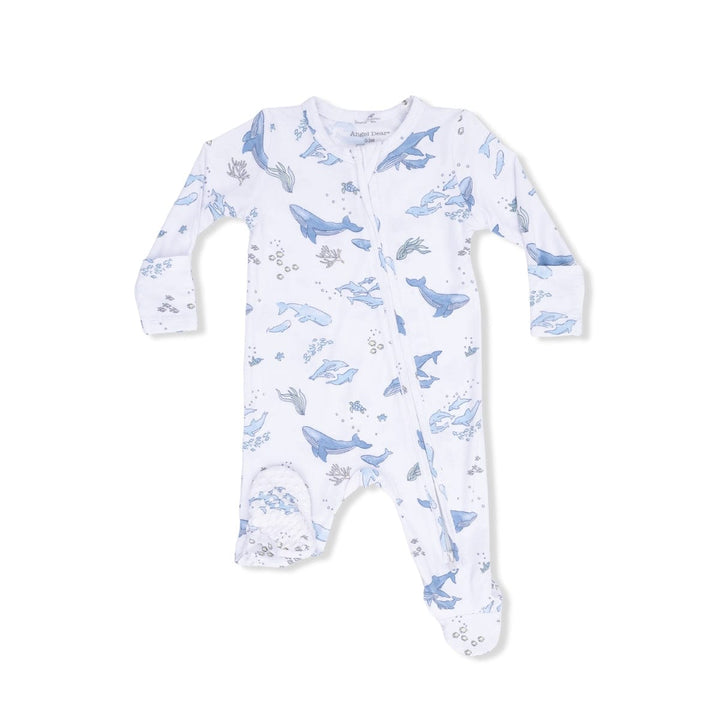 Angel Dear Baby Watercolor Blue Whales - 2 Way Zipper Footie