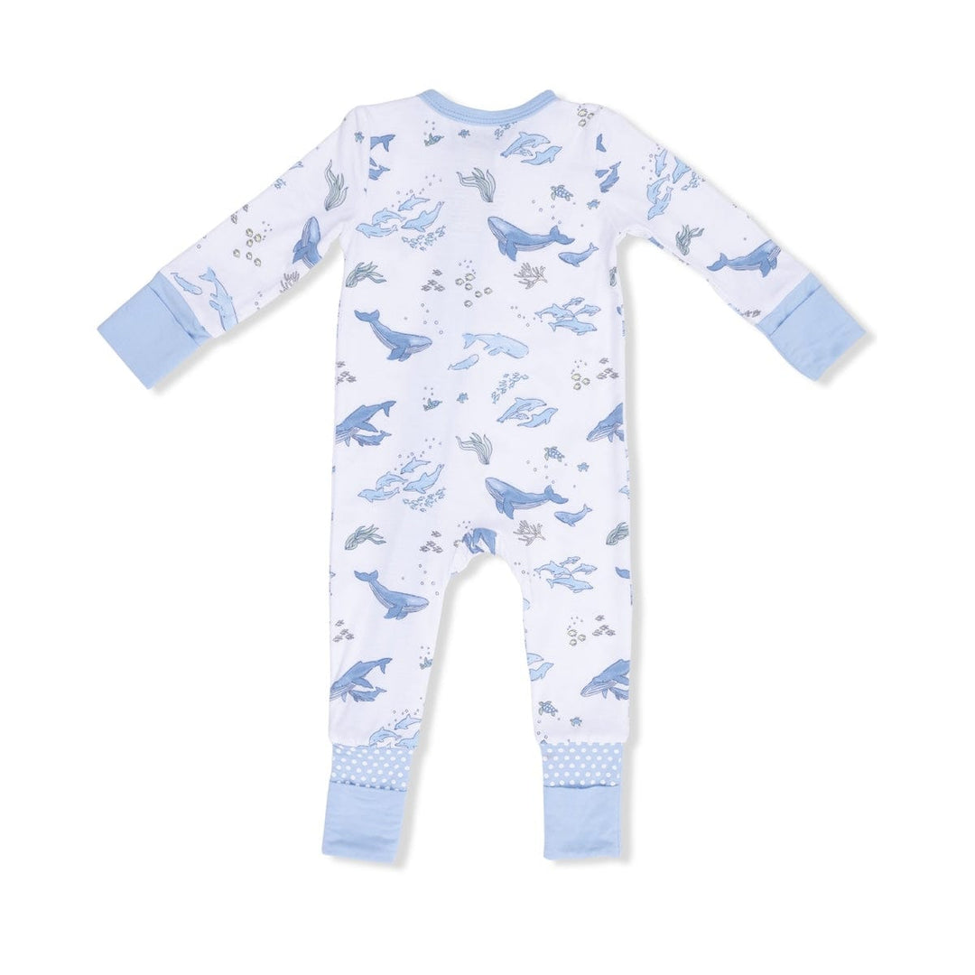 Angel Dear Baby Watercolor Blue Whales - Convertible Romper