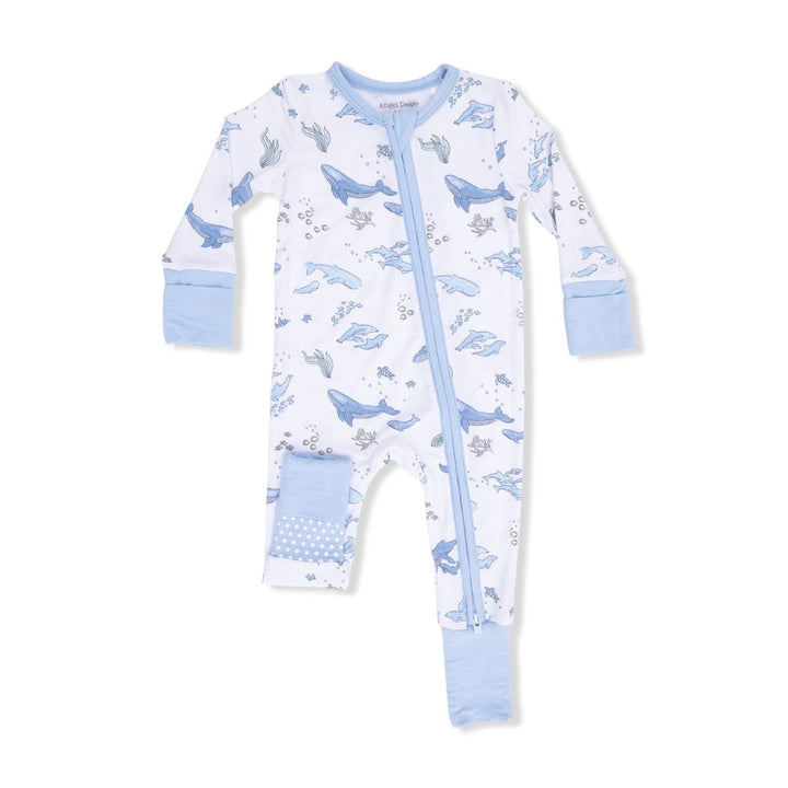Angel Dear Baby Watercolor Blue Whales - Convertible Romper