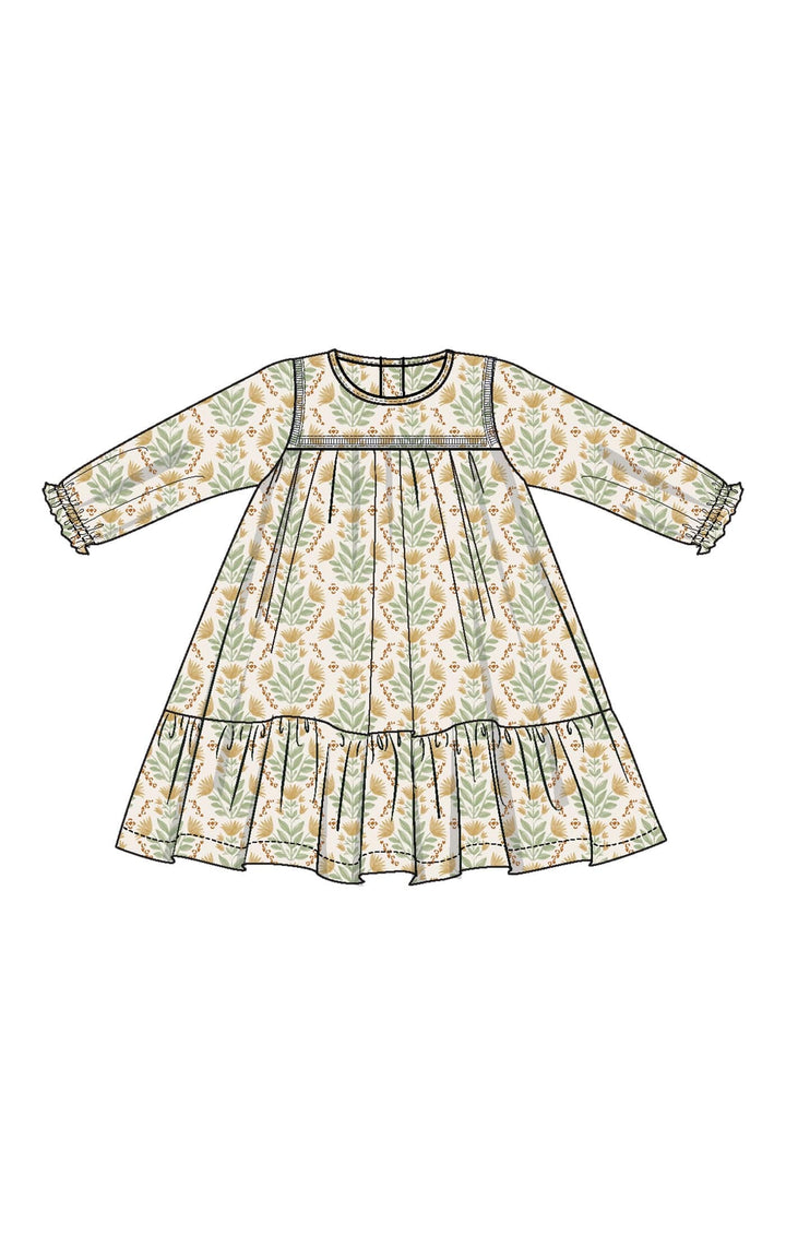 Angel Dear Baby Winter Dandelions - Ladder Trim Dress And Ribbed Leggings