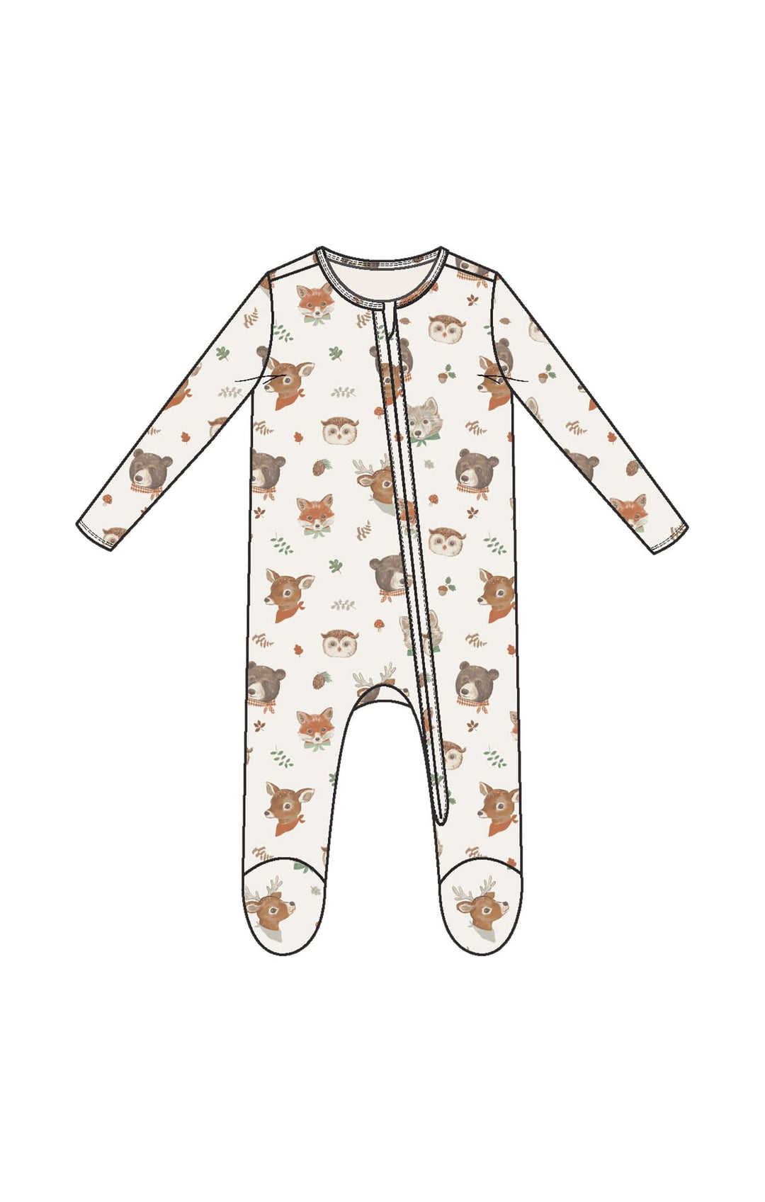 Angel Dear Baby Woodland Animal Faces - 2 Way Zipper Footie