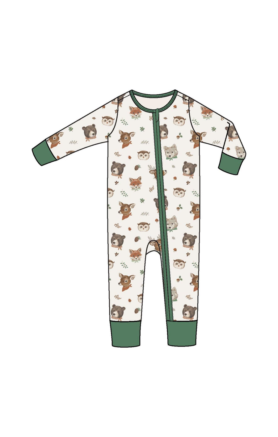 Angel Dear Baby Woodland Animal Faces - 2 Way Zipper Romper