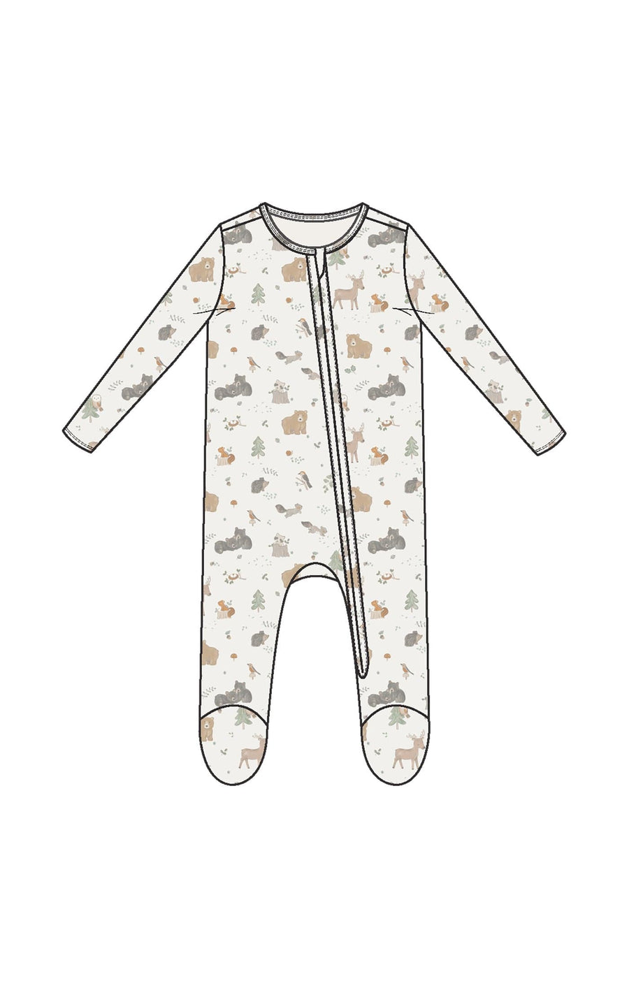 Angel Dear Baby Woodland Babies - 2 Way Zipper Footie
