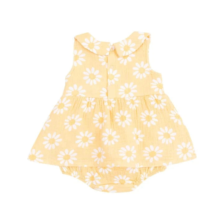 Angel Dear Baby Yellow Mod Daisy Peter Pan Collar Sleeveless Bubble With Skirt