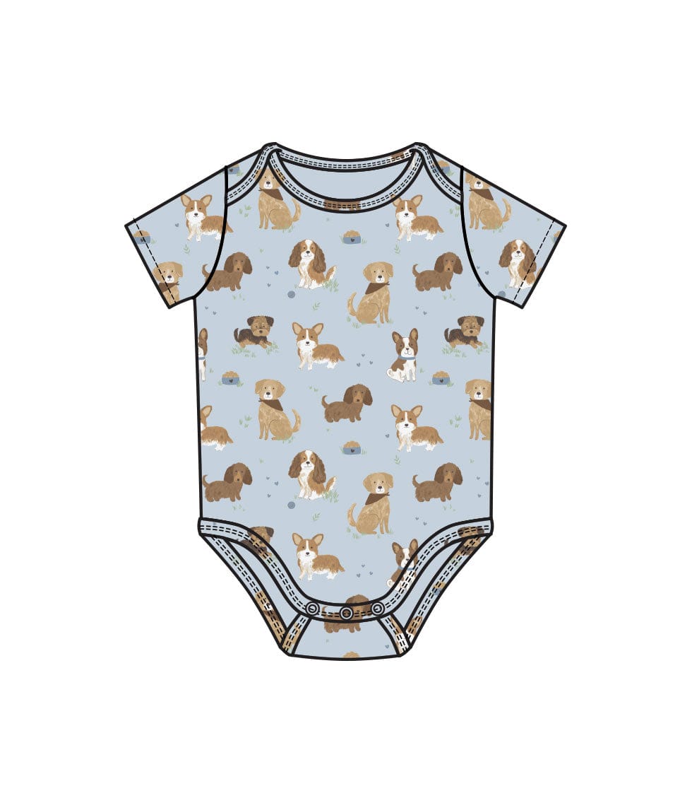 Angel Dear Bodysuit Best Friend Dogs Blue S/S Bodysuit